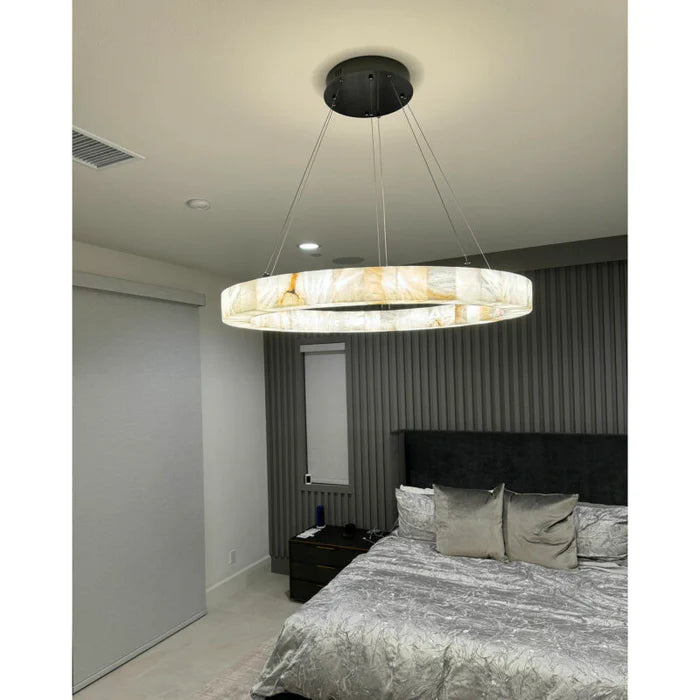 Art Alabaster Ring Chandelier for Living Room/Bedroom