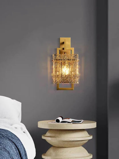 Modern Glass Shade Wall Light in Brass for Bedroom/Hallway