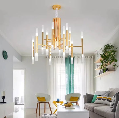 Post-Modern Meteor Acrylic Chandelier in Gold/Black