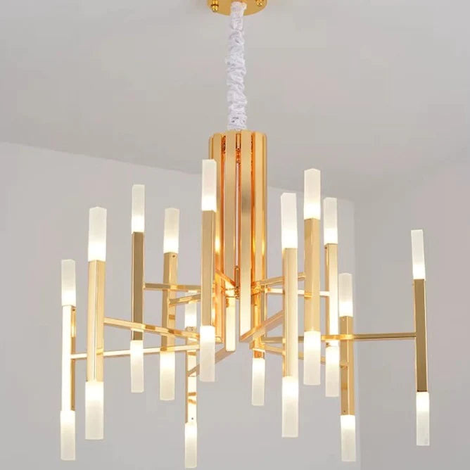 Post-Modern Meteor Acrylic Chandelier in Gold/Black