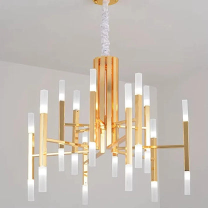 Post-Modern Meteor Acrylic Chandelier in Gold/Black