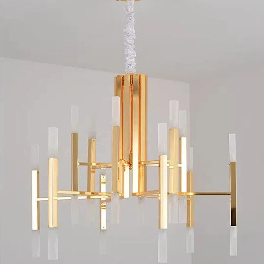 Post-Modern Meteor Acrylic Chandelier in Gold/Black