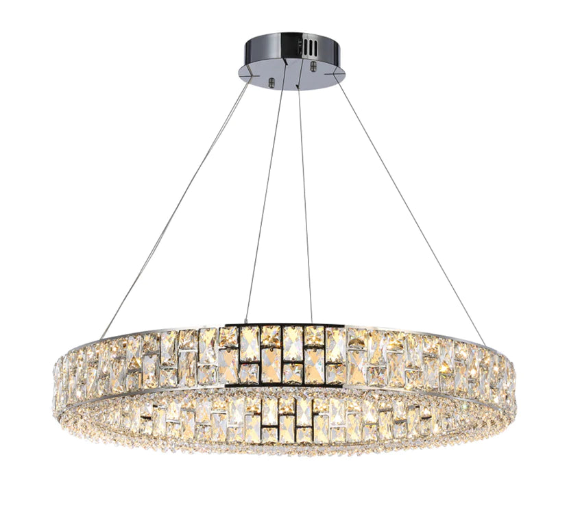 Light Luxury Round/Oval Spliced Crystal Chandelier for Living/Dining Room/Kitchen Island