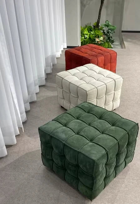 Nubuck Cube Stool for Living Room/Cloakroom