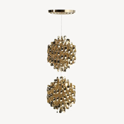 Modern Spiral Wave Chandelier in Silver/Gold