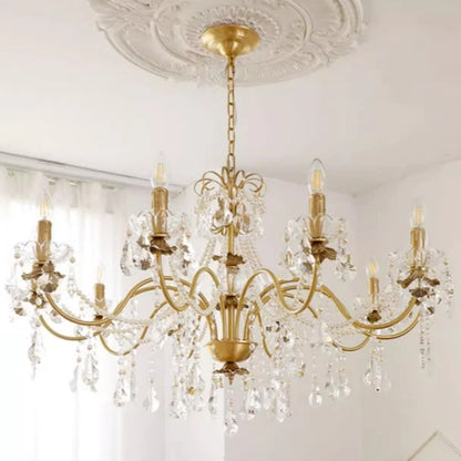 Vintage Romantic Pearl Brass Princess Style Candle Chandelier for Bedroom/ Restaurant/L