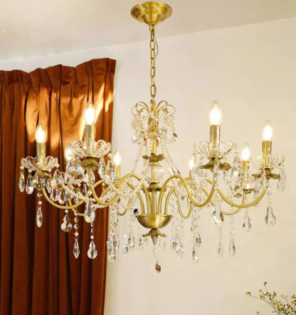 Vintage Romantic Pearl Brass Princess Style Candle Chandelier for Bedroom/ Restaurant/L