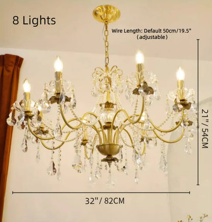 Vintage Romantic Pearl Brass Princess Style Candle Chandelier for Bedroom/ Restaurant/L