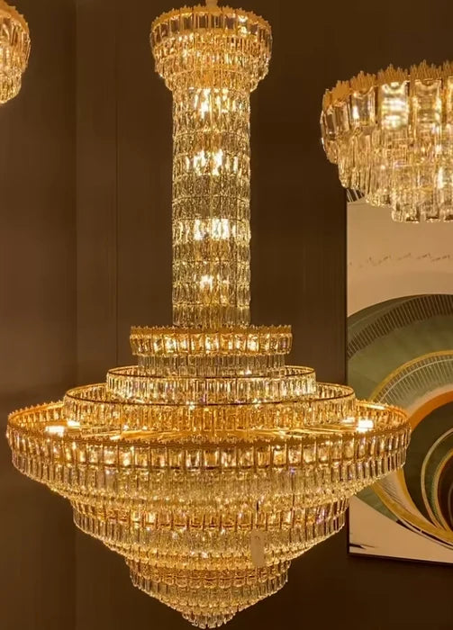 Luxury Multi-tiered Extra Large Conical Crystal Chandelier for High Ceiling Living Room/Foyer/Lobby