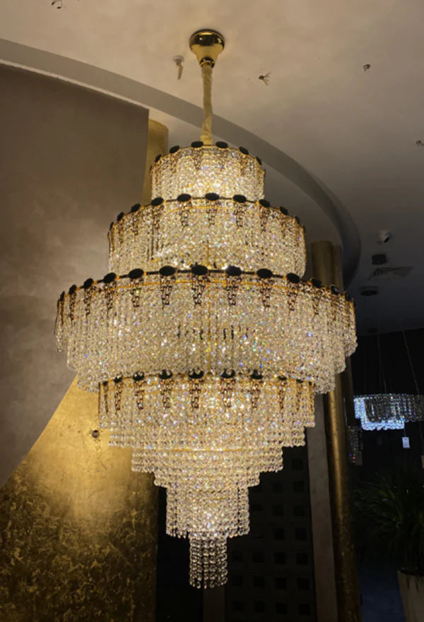 Luxury Multi-tier Jade Crystal Chandelier for Living Room/Staircase/Foyer