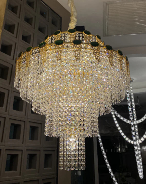 Luxury Multi-tier Jade Crystal Chandelier for Living Room/Staircase/Foyer