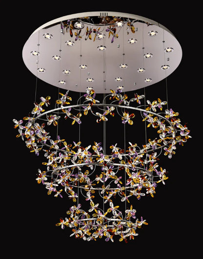 Modern Luxury 1/2/3-Tier Floral Crystal Ring Chandelier for Living Room/Staircase/Foyer