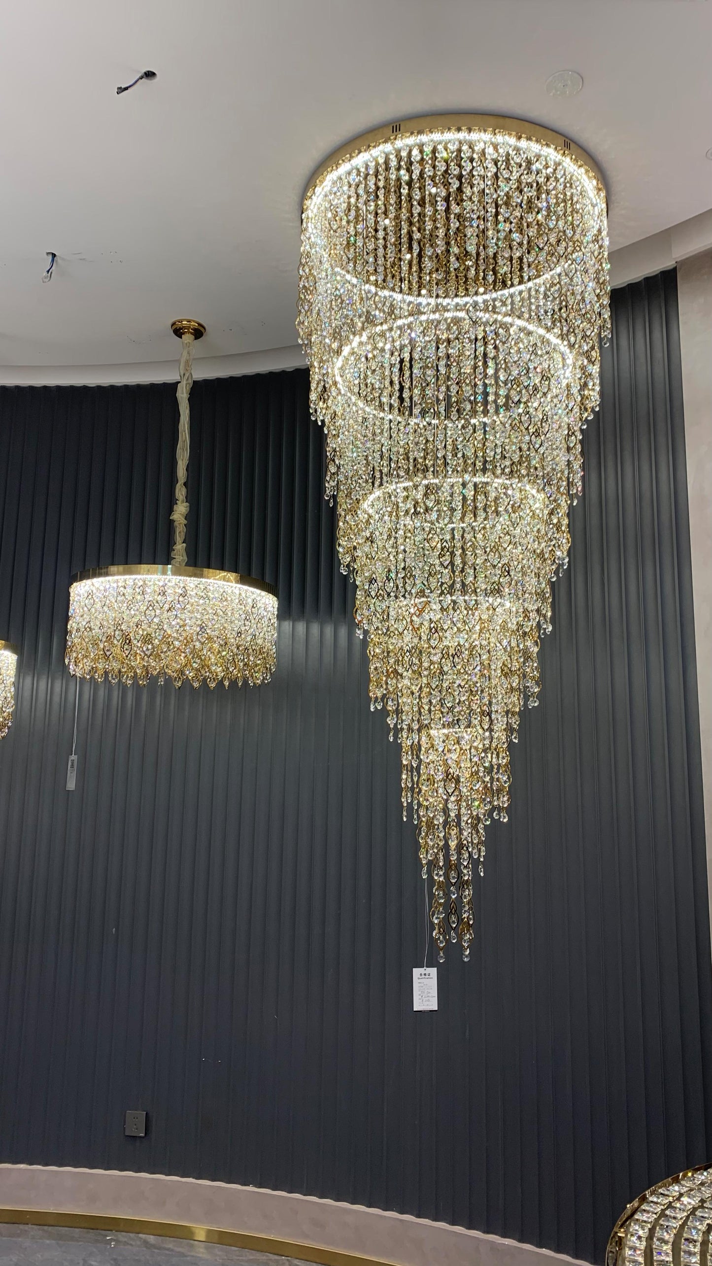 Modern Round 5-Layer Crystal Tassel Chandelier for Villa/Staircase/Foyer/Living Room