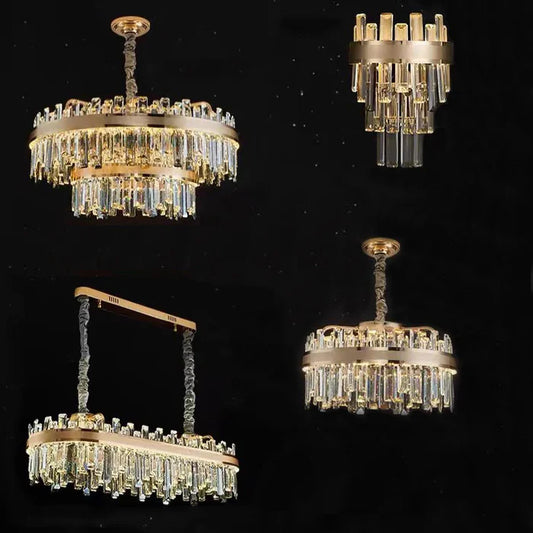 Modern Round/Rectangular Crystal Chandelier Collection for Living Room/Hallway/Dining/Bedroom