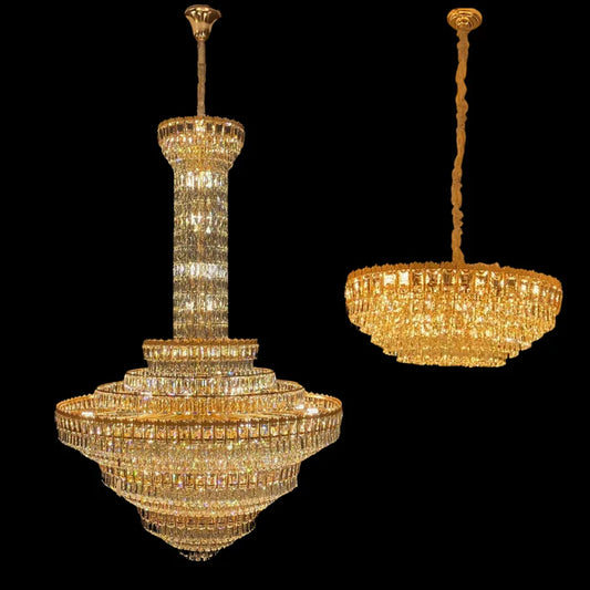 Luxury Multi-tiered Extra Large Conical Crystal Chandelier for High Ceiling Living Room/Foyer/Lobby