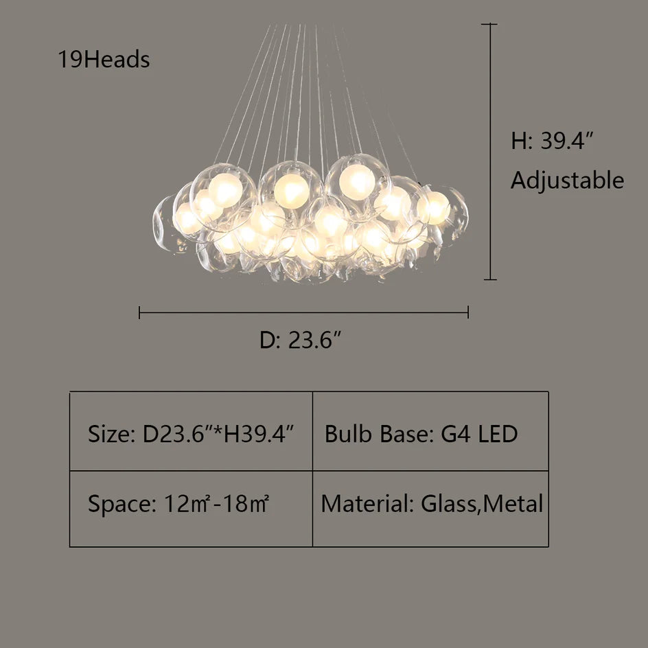 Oversize Modern Glass Ball Bubble Light Art Chandelier for Living/Dining Room/Clothing Store