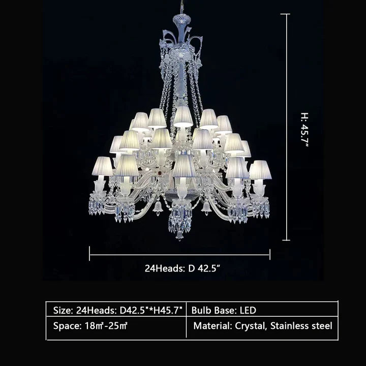 Large Light Luxury Classic Tiered Crystal Candle shaded Chandelier for High-ceiling Rooms/Living Room