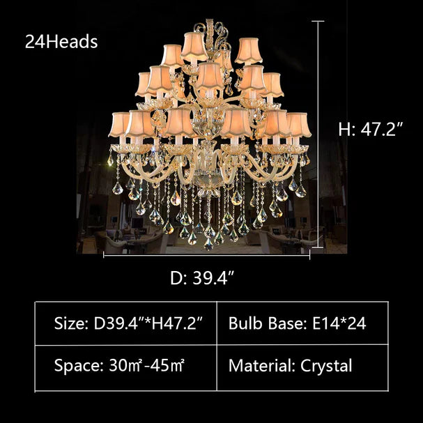 Extra Large Luxury Multi-Tiered Crystal Candle Chandelier for Living/Dining Room