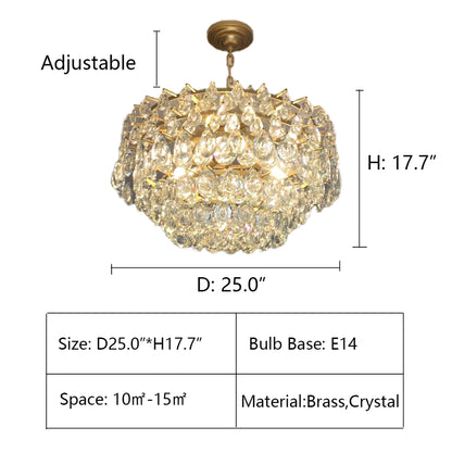 New Modern Tiers Raindrop Crystal Chandelier for Living/Dining Room/Bedroom/Cafe