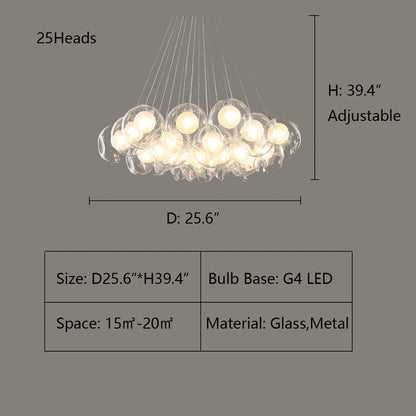 Oversize Modern Glass Ball Bubble Light Art Chandelier for Living/Dining Room/Clothing Store