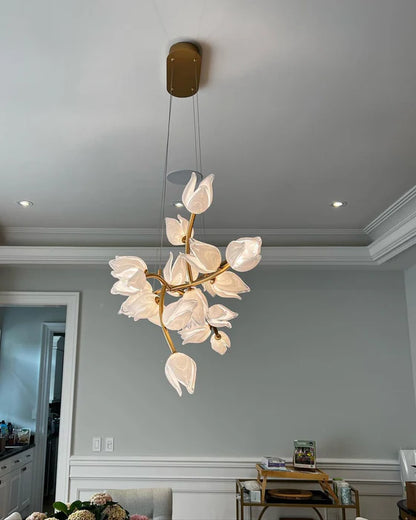 Modern Art Linear Flower Glass Chandelier for Dining Room