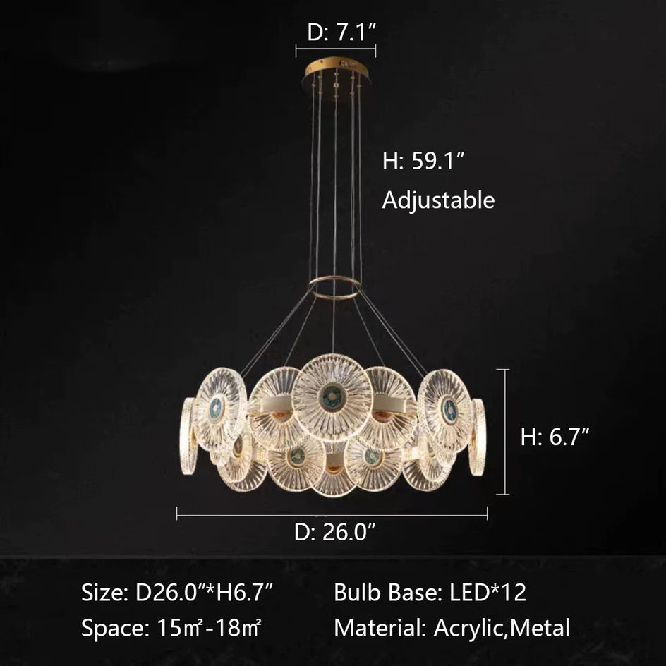 Modern Light Luxury Creative Round Acrylic Pendant Chandelier for Living/Dining Room/Bedroom