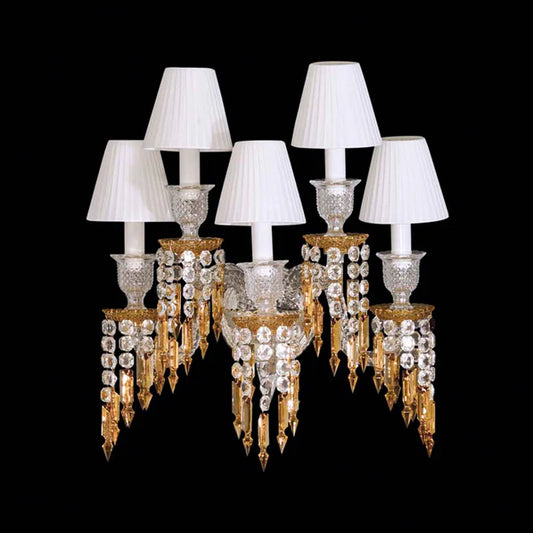 Luxury 5-Candle Yellow&Clear Crystal Wall Lamp