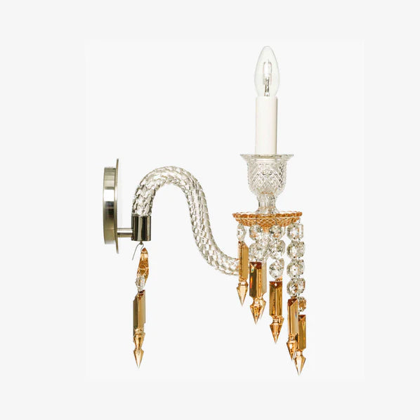 Luxury 1-Candle Yellow&Clear Crystal Wall Lamp