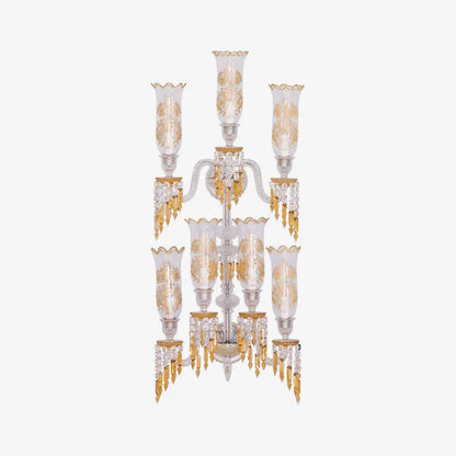 Luxury 7-Candle Yellow&Clear Crystal Wall Lamp