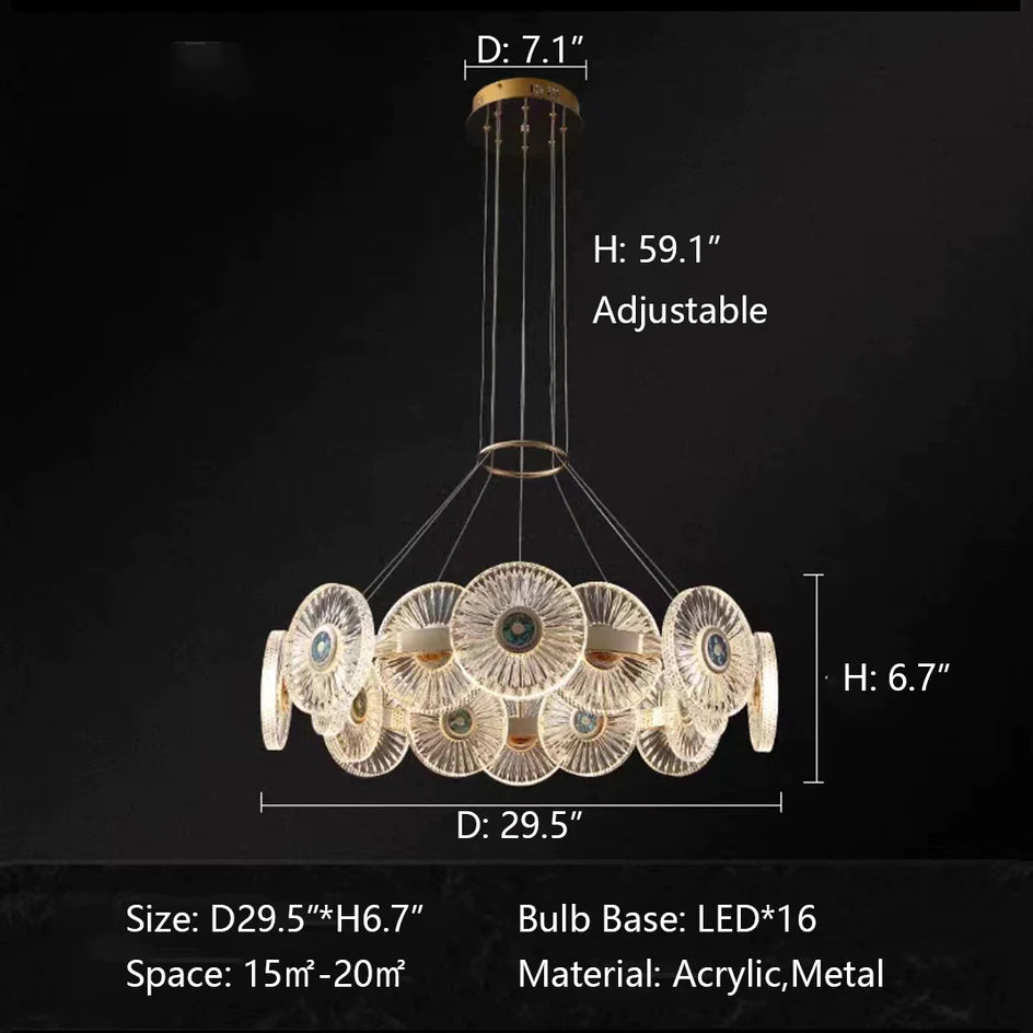 Modern Light Luxury Creative Round Acrylic Pendant Chandelier for Living/Dining Room/Bedroom