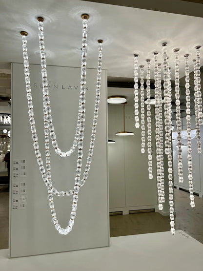 Creative Glass Pearl Necklace Pendant Chandelier for Living/Dining Room/Staircase