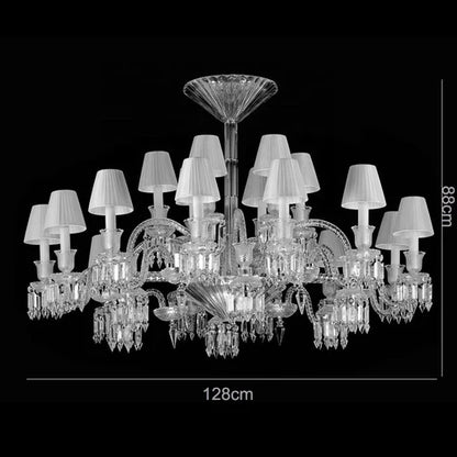 Elegant Crystal Chandelier Ceiling Light for Living Room Dining Room Fabric Lampshade