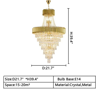 Extra Large Modern Multi-layers Gold/Black Light Luxury Crystal Chandelier for Foyer/High-ceiling