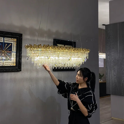 New Modern Luxury Rectangle Art Design Butterfly Crystal Chandelier for Kitchen Island/Dining Area