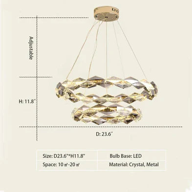 Modern Art Tiered Crystal Wreth Pendant Chandelier for Living/Dining Room/Bedroom