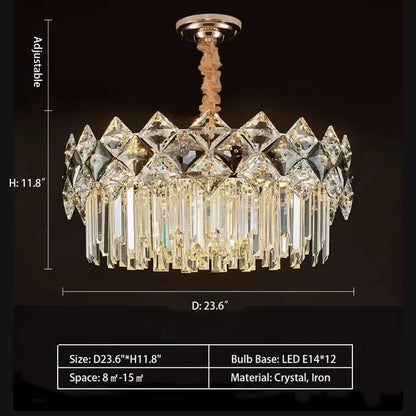 Modern Luxury Tiered Transparent Crystal Chandelier Suit for Living/Dining Room/Bedroom