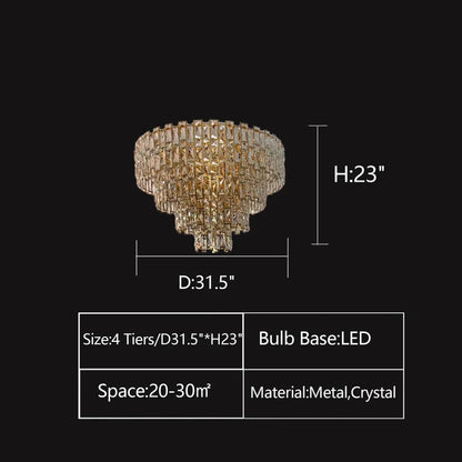 Multi-tiered Crystal Flake Chandelier for Bedroom/Living Room/Dining Room