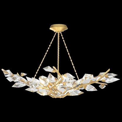 Luxury Crystal Leaves Chandelier in Brass/Silver Finish Ceiling Light Fixtures