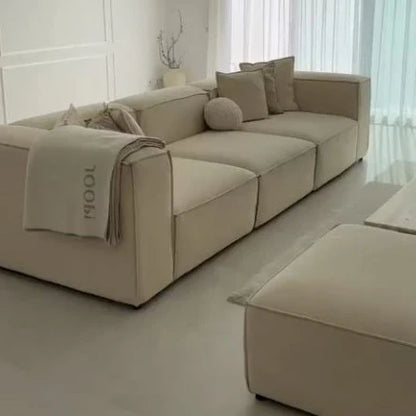 Minimalist Modular Corduroy Fabric Sofa for Apartment