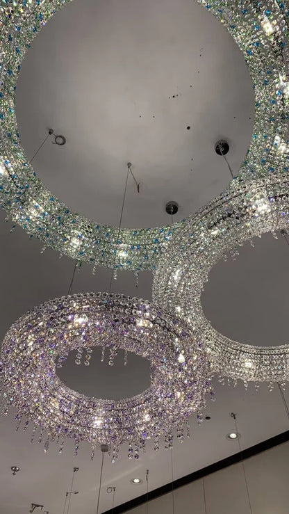 Luxury Circle Colorful Crystal Chandelier for Living Room/Low-ceiling