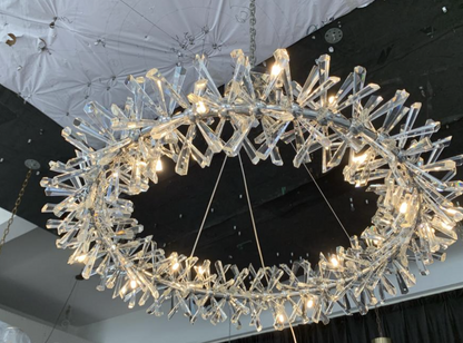 2 Wheel Frozen Ice Crystal Chandelier Light for Living Room Dining Hall