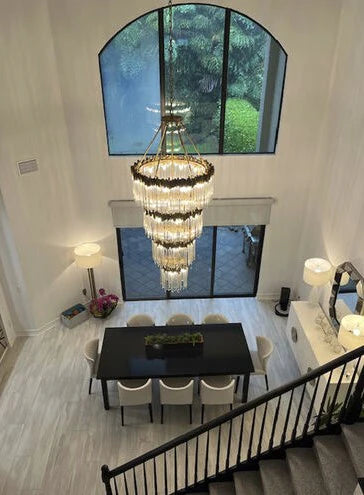 Large Elegant Multi-layers Glam Glass Chandelier for High-ceiling/Staircase/Entryway