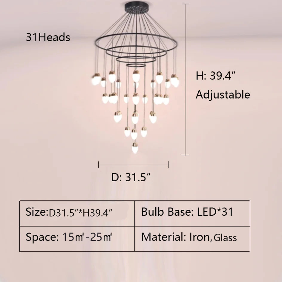 Extra Large Post-Modern Multi-tier Chandelier for High-ceiling Room/Stairs