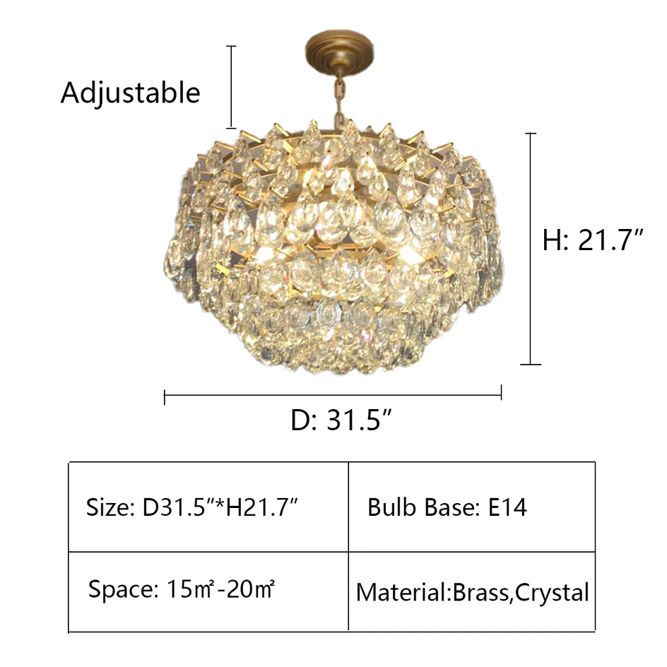 New Modern Tiers Raindrop Crystal Chandelier for Living/Dining Room/Bedroom/Cafe