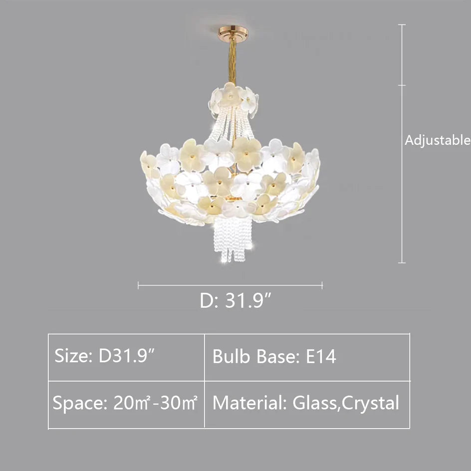 Modern Light Luxury Designer Style Flower Light Crystal Pendant Chandelier for Living Room/Bedroom/Big Entryway