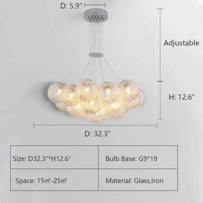 Affordable Nordic Art Water Pattern Glass Bubble Pendant Chandelier for Living/Dining Room/Bedroom