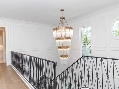 Large Elegant Multi-layers Glam Glass Chandelier for High-ceiling/Staircase/Entryway