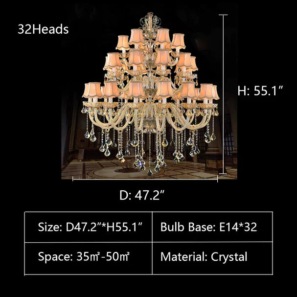 Extra Large Luxury Multi-Tiered Crystal Candle Chandelier for Living/Dining Room