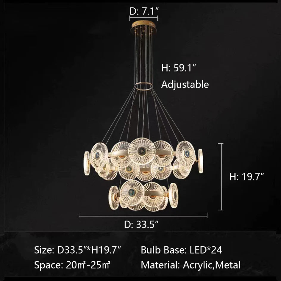 Modern Light Luxury Creative Round Acrylic Pendant Chandelier for Living/Dining Room/Bedroom