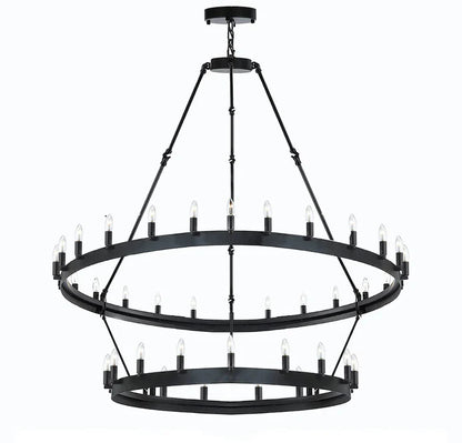 Industrial Minimalism 1/2/3-Tier Metal Ring Chandelier for High-ceiling